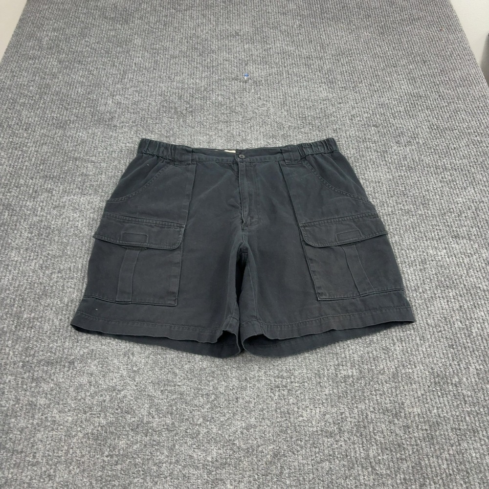 Savane Cargo Shorts Mens 36 Black Cotton Elastic Waist Utility Gorpcore Outdoor